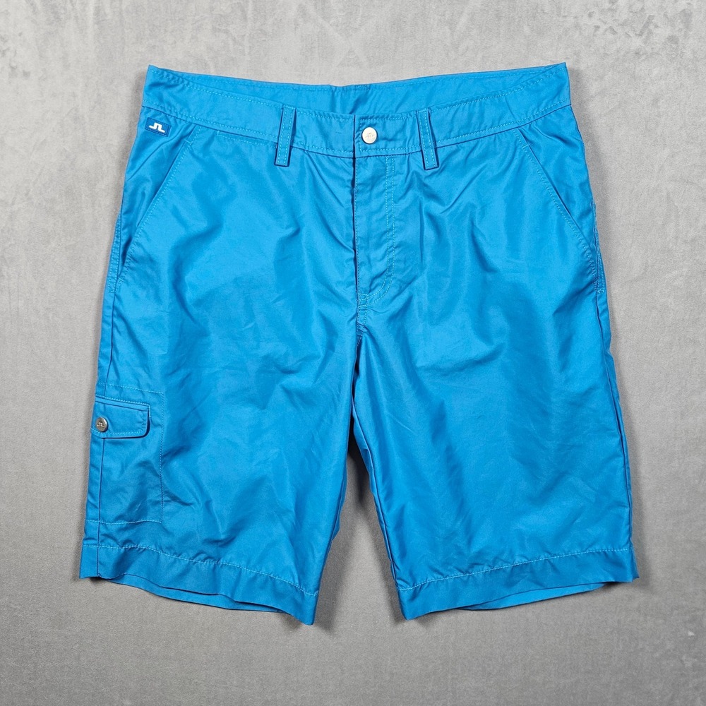 J. Lindeberg Golf Shorts Mens 33 Blue Performance Cargo Pockets Golf Lightweight